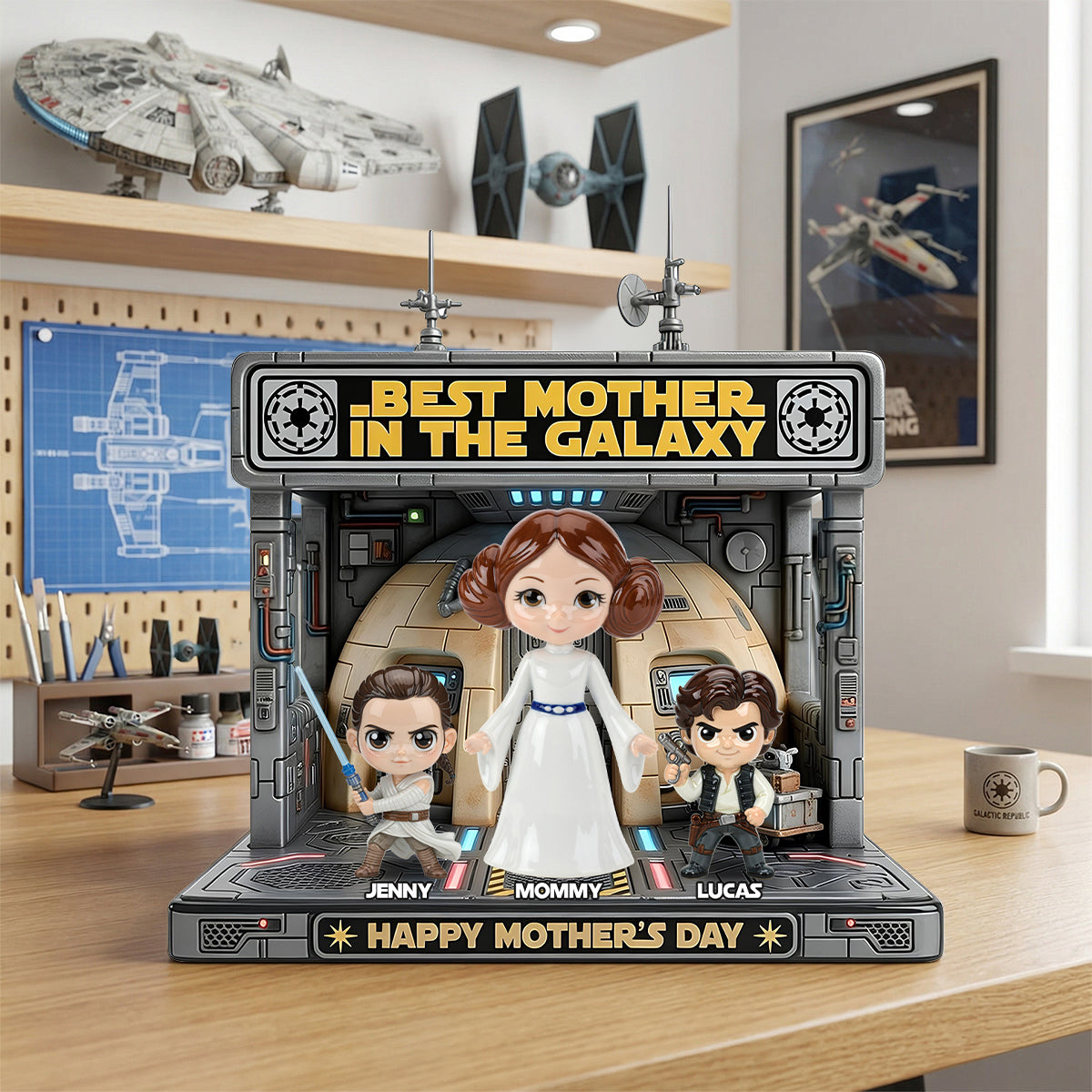 "Best Mother in the Galaxy" - Personalized Acrylic Plaque for Mother's Day - Unique Gift for Mom, Grandma, and Kids Shaped Plaques PopCulturePrints