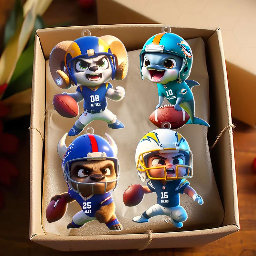 Customizable Football Lover Christmas Ornaments Set