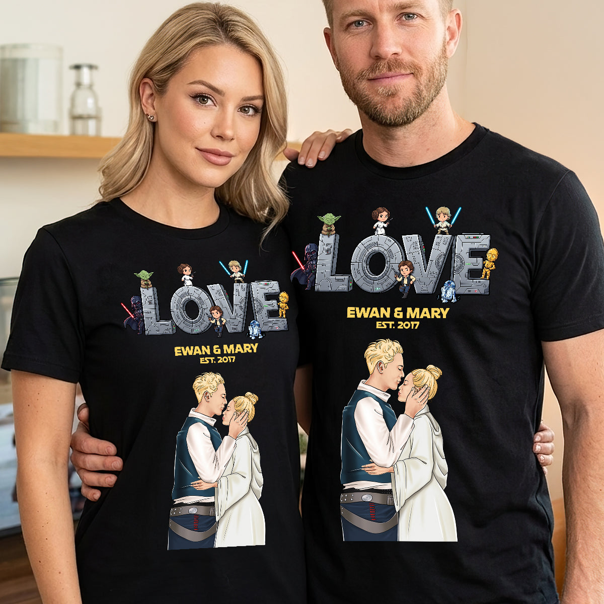 Love Story Unveiled - Personalized Couple T-Shirt for Gamers & Movie Lovers Shirts PopCulturePrints