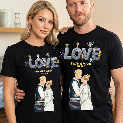 Love Story Unveiled - Personalized Couple T-Shirt for Gamers & Movie Lovers Shirts PopCulturePrints