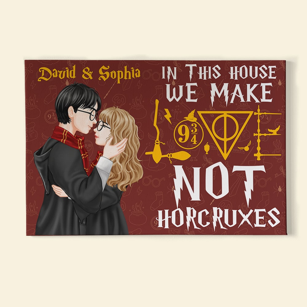 Personalized Harry Potter Themed Love Poster: 'In This House We Make Love, Not Horcruxes'