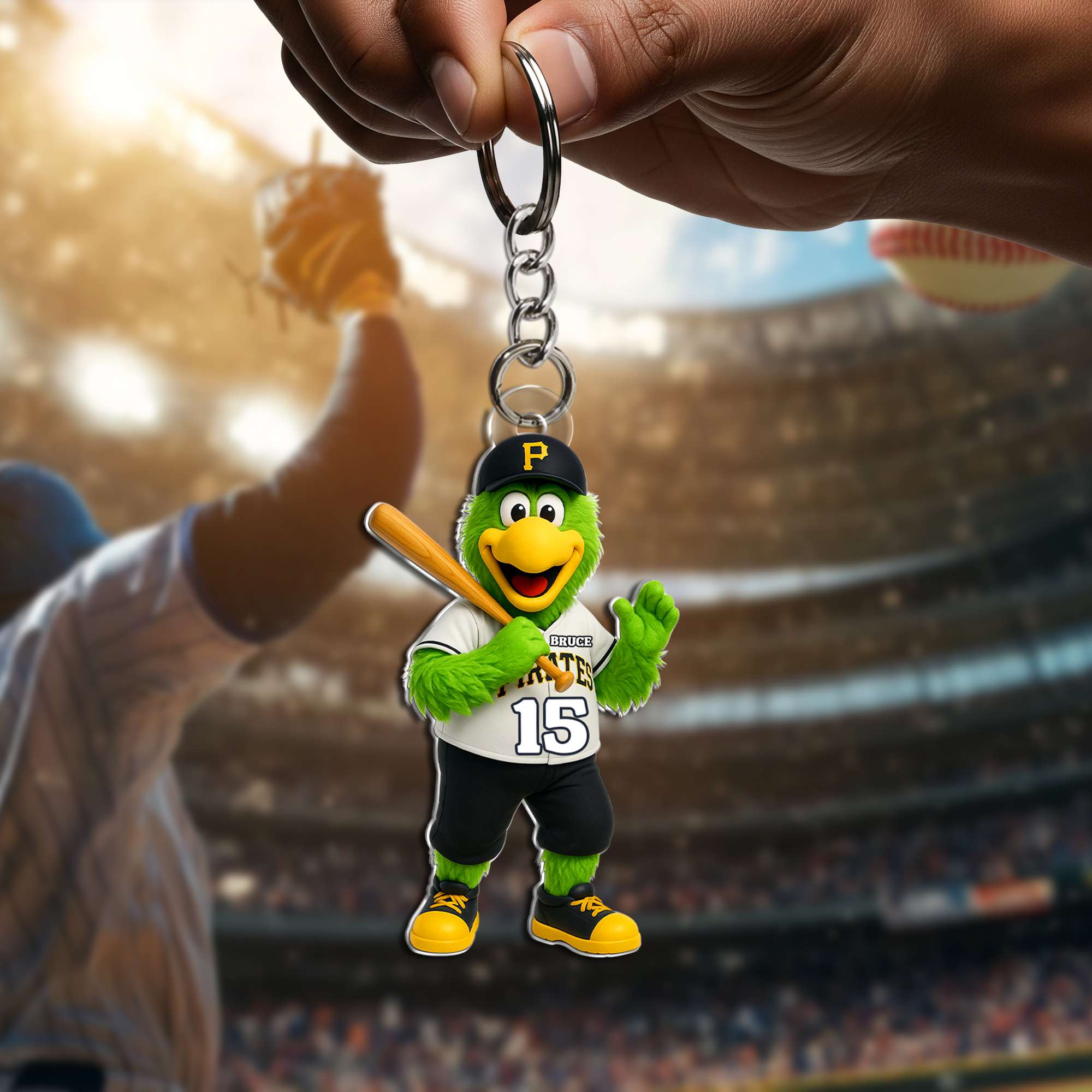 “Level Up Your Game!” Cute Mascot Baseball Acrylic Keychain - Personalized Gifts for Baseball Lovers Keychains PopCulturePrints