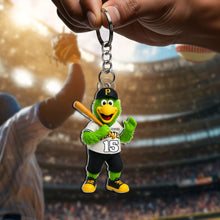 Load image into Gallery viewer, “Level Up Your Game!” Cute Mascot Baseball Acrylic Keychain - Personalized Gifts for Baseball Lovers Keychains PopCulturePrints
