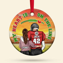 Load image into Gallery viewer, Custom Football Lover Couple Ornament | Valentine&#39;s Day Gifts | Heartfelt Gift Ornament PopCulturePrints

