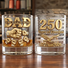 Load image into Gallery viewer, Celebrate the Legend - USA 250th Anniversary Round Glass - Personalized Gift for Dad, Grandpa &amp; Unique Occasions Glass PopCulturePrints
