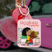 Load image into Gallery viewer, Personalized Keychain for Couples - Happiness Is Giving Hug Keychains PopCulturePrints
