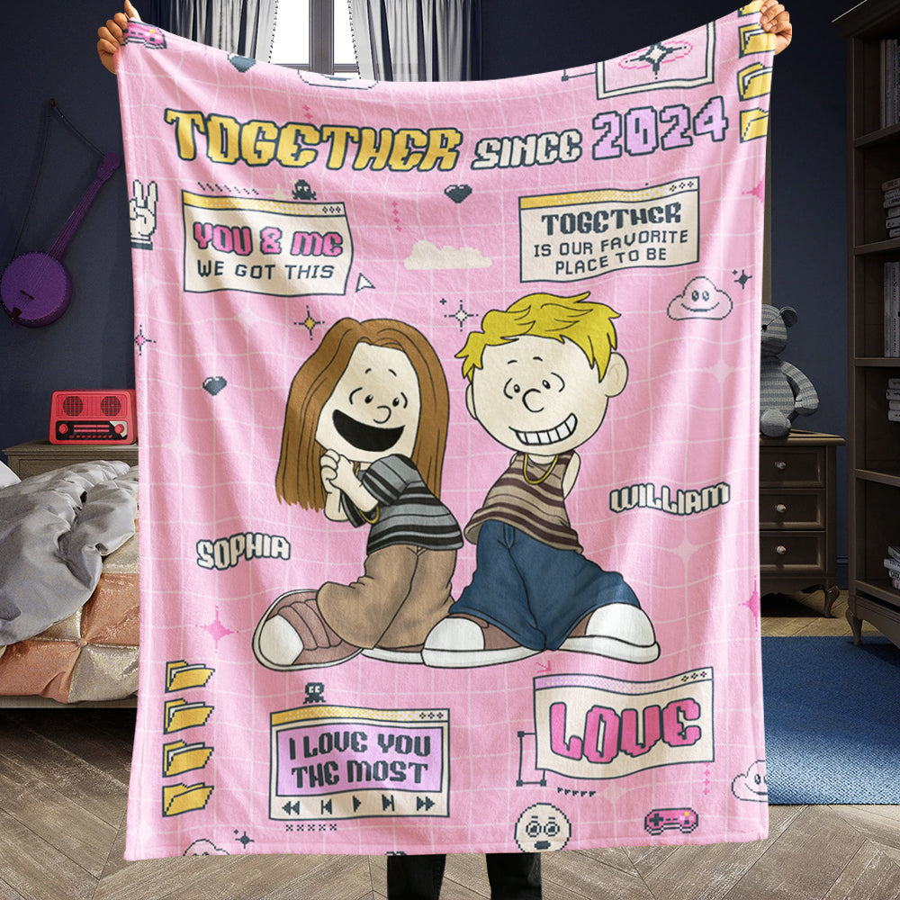 Personalized Pop Culture Couple Blanket – Together Since 2024 Blanket PopCulturePrints