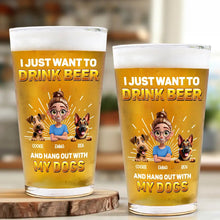 Load image into Gallery viewer, I Just Want to Drink Beer - Personalized Beer Glass for Dog Lovers Beer Glass PopCulturePrints
