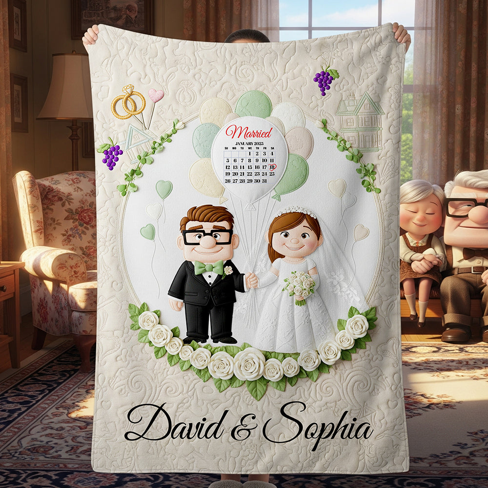 "Celebrate Your Love with Custom Elegance" - Romantic Couple Wedding Blanket, Personalize for Couples Blanket PopCulturePrints