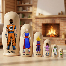 Load image into Gallery viewer, "Embrace Your Family's Legacy" - Personalize Your Legend Warrior Family Nesting Dolls - Unique Gift for Everyone Wooden Nesting Dolls PopCulturePrints
