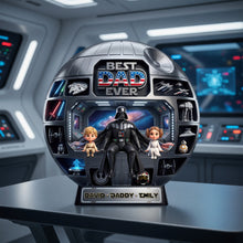 Load image into Gallery viewer, "Best Dad Ever" - Personalized Dad Space Station Acrylic Plaque - Perfect Gift for Dads and Grandpas Shaped Plaques PopCulturePrints
