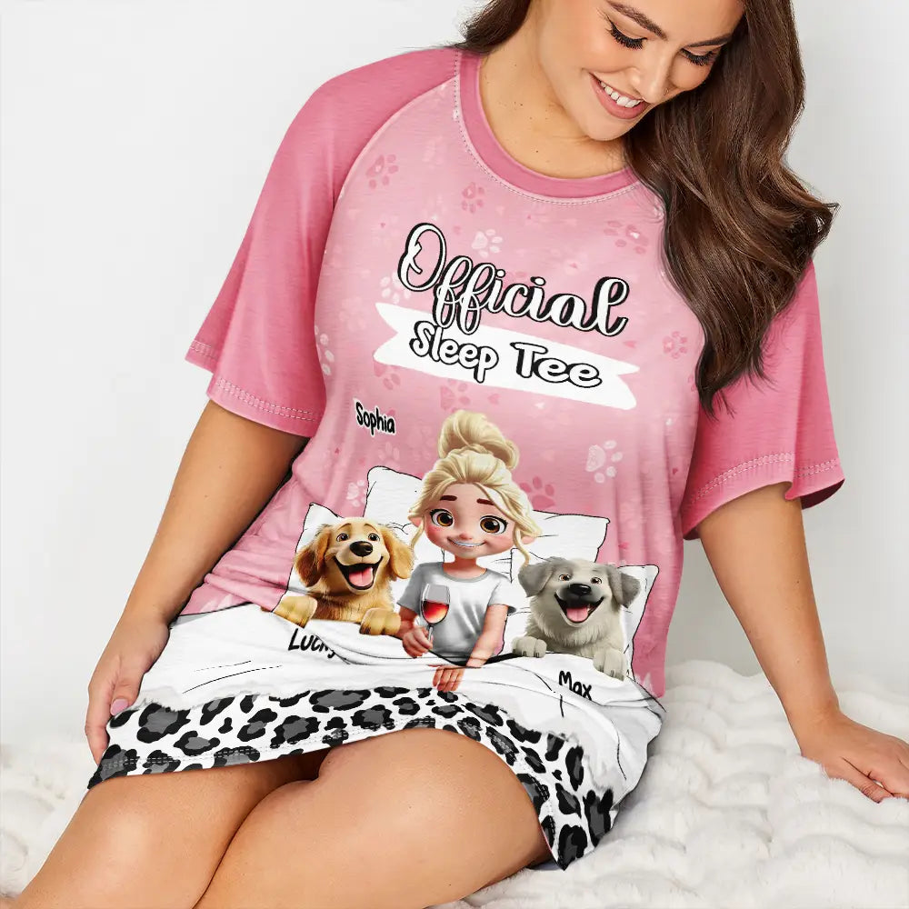 Official Sleep Tee - Personalized Dog Mom Sleep Shirt for Loving Moms & Grandmas Women's Sleep Tee PopCulturePrints