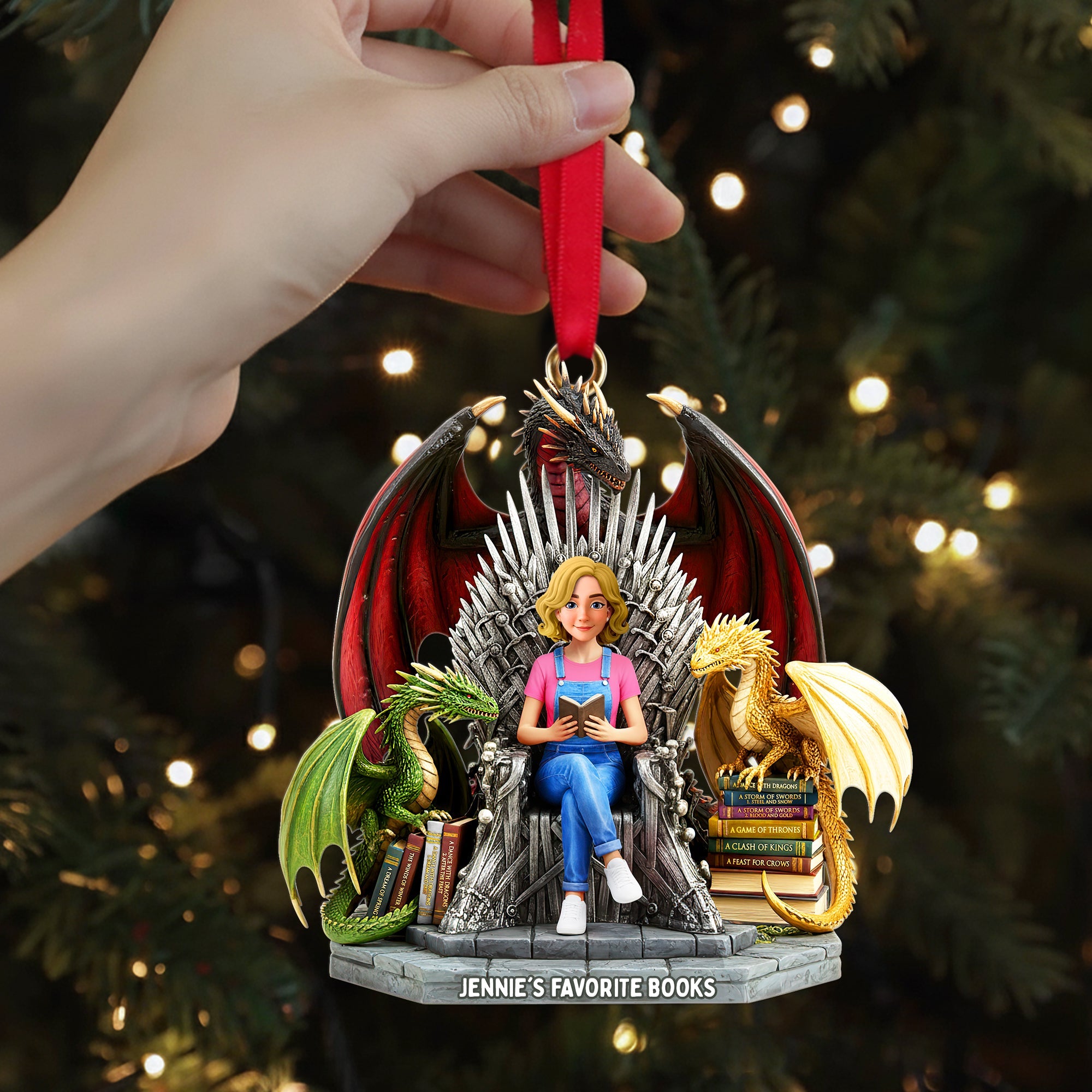 “For Every Book Lover: A Custom Holiday Keepsake” - Personalized Acrylic Christmas Ornament - Unique Gift for Book Enthusiasts, Friends, and Family Ornament PopCulturePrints