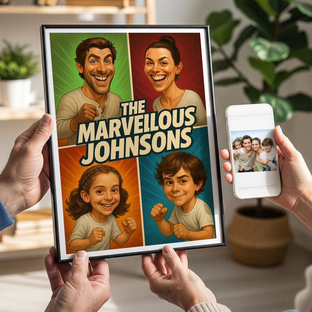 Personalized Family Caricature - A Unique Custom Gift for Loved Ones Poster & Canvas PopCulturePrints