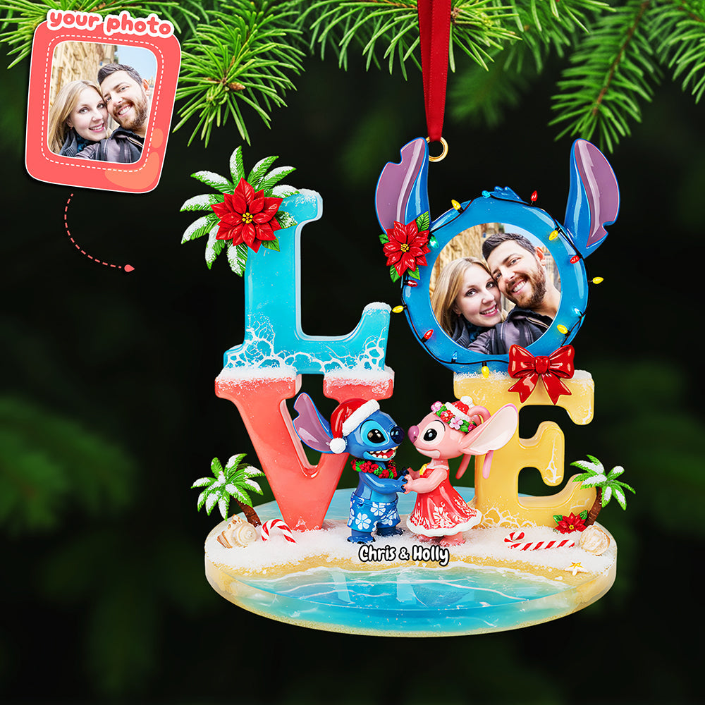 “Capture the Love this Christmas” - Custom Photo Couple Acrylic Ornament - Personalized Gifts for Couples and Loved Ones Ornament PopCulturePrints
