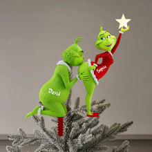 Load image into Gallery viewer, Cheeky Kisses Couple Christmas Tree Topper - Personalized Gift for Couples Ornament PopCulturePrints
