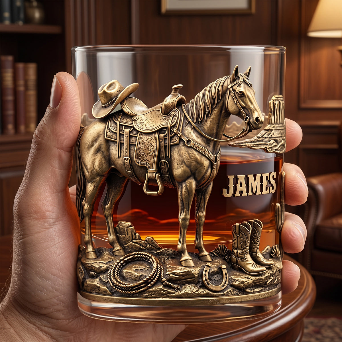 Horse Cowboy Round Glass - Personalized Gifts For Horse Lovers 04TYTN290626 Glass PopCulturePrints