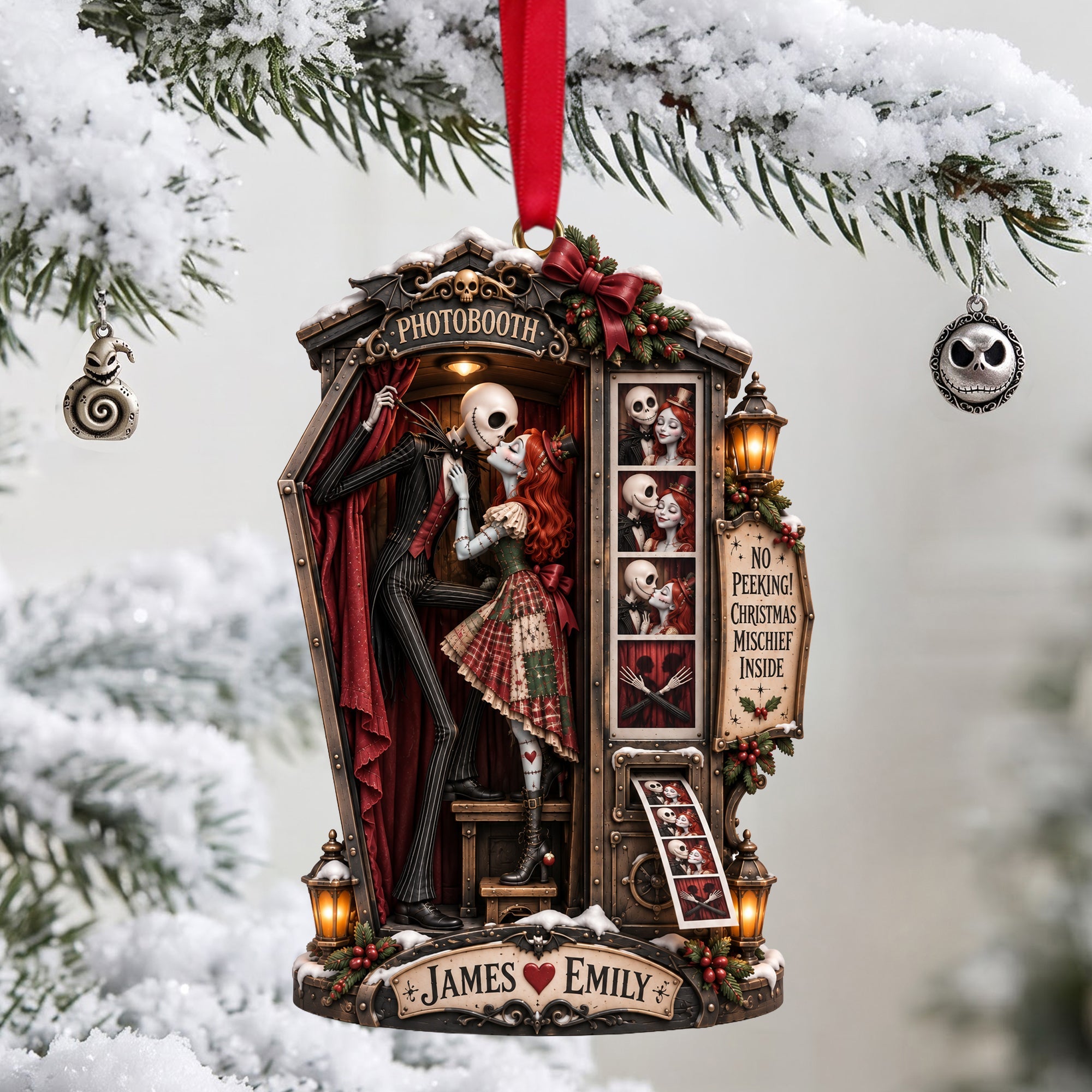 “Love Beyond the Grave” - Spooky Couple Acrylic Ornament - Personalized Christmas Gift for Couples Ornament PopCulturePrints
