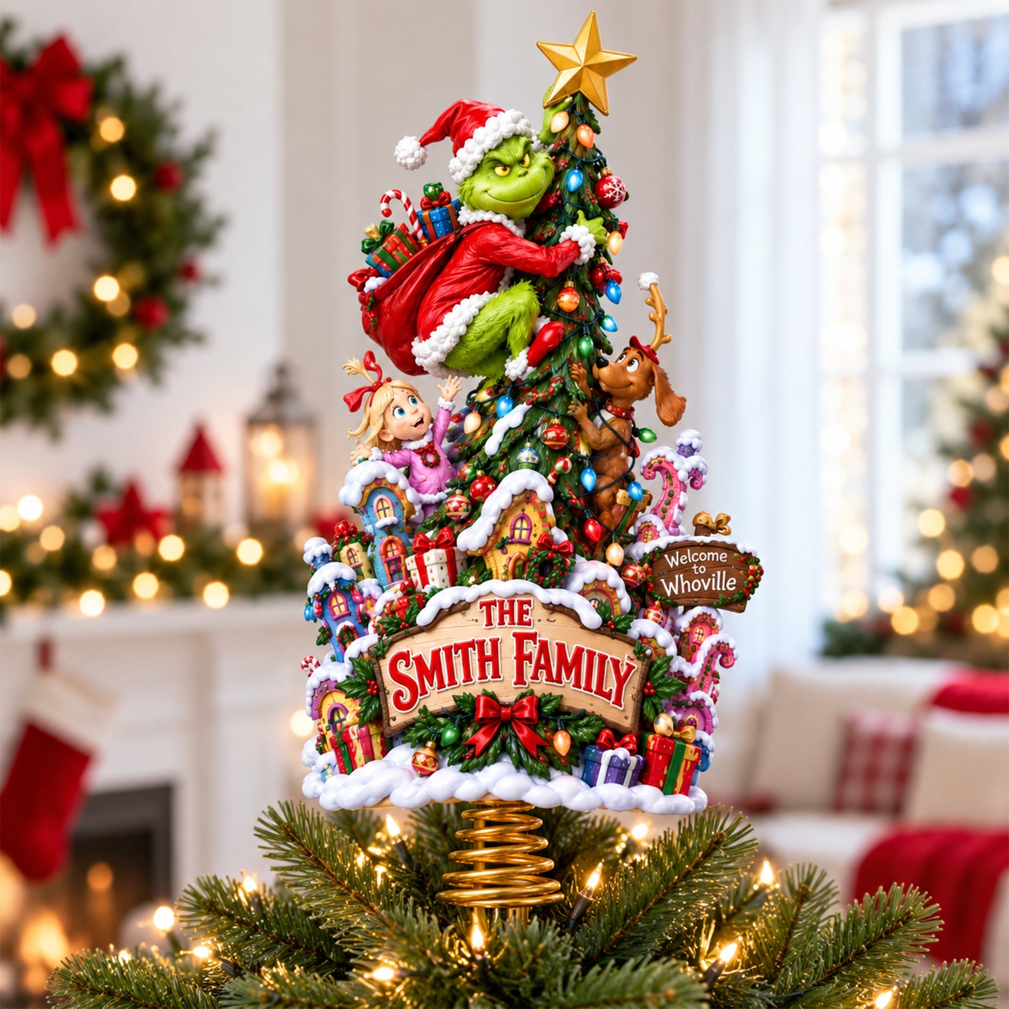 “Bring Whoville to Your Home!” – Cheeky Christmas Village Tree Topper - Personalized Gifts For Family
