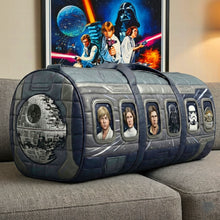 Load image into Gallery viewer, “Adventure Awaits” - Cosmic Crew Quilted Duffle Bag - Personalized Gifts for Pop Culture Enthusiasts Quilted Duffle Bag PopCulturePrints
