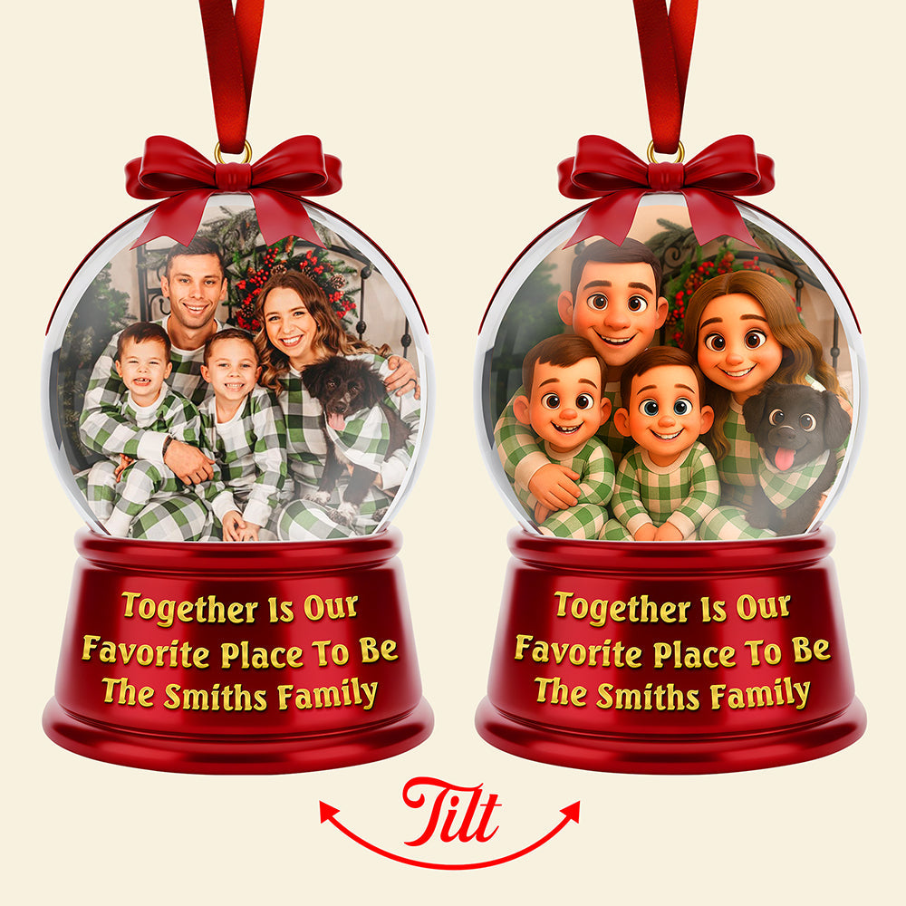 Together Is Our Favorite Place To Be - Custom Family Christmas Lenticular Ornament Ornament PopCulturePrints