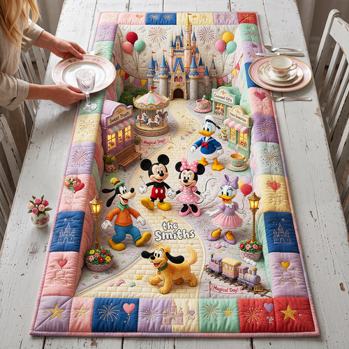 Create Your Own Magical Moments - Sweet Street Quilted Table Runner, Personalized Gift for Family and Friends Quilted Table Runner PopCulturePrints