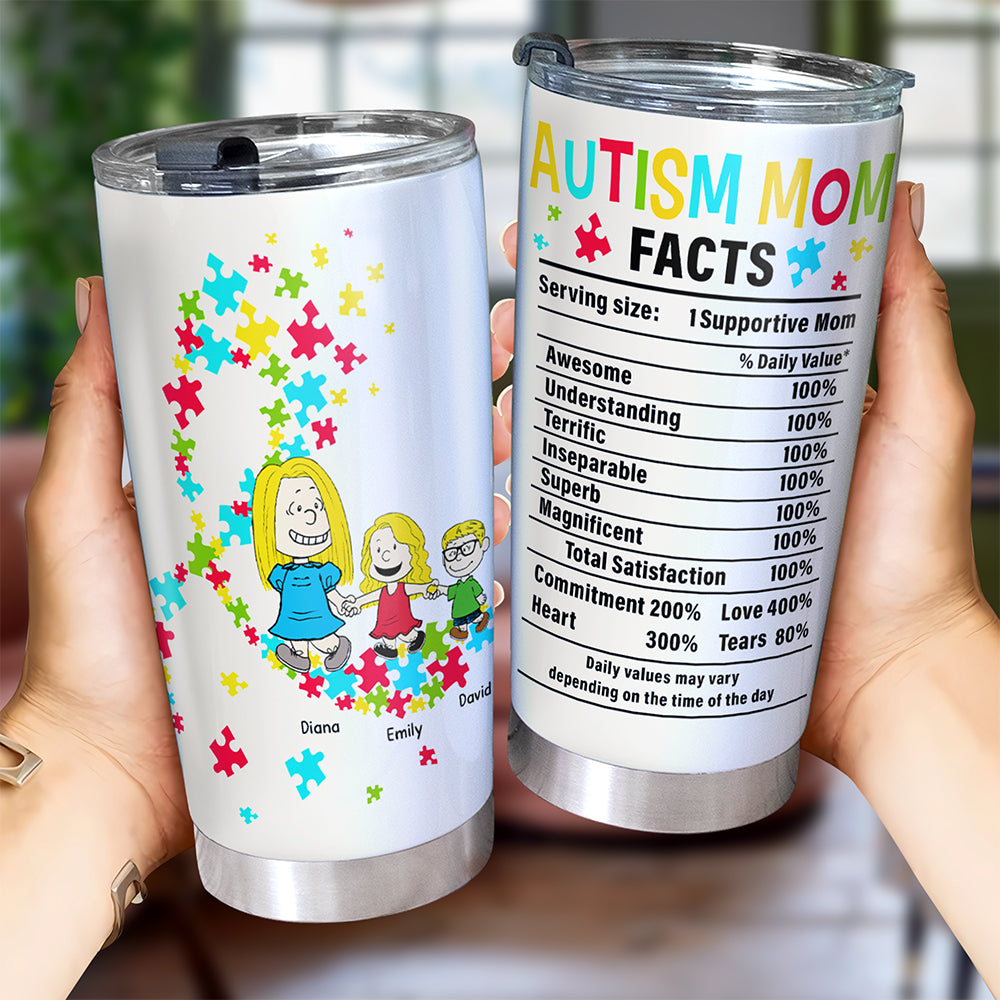 Supportive Mom Facts - Personalized Tumbler for Autism Moms Tumbler Cup PopCulturePrints