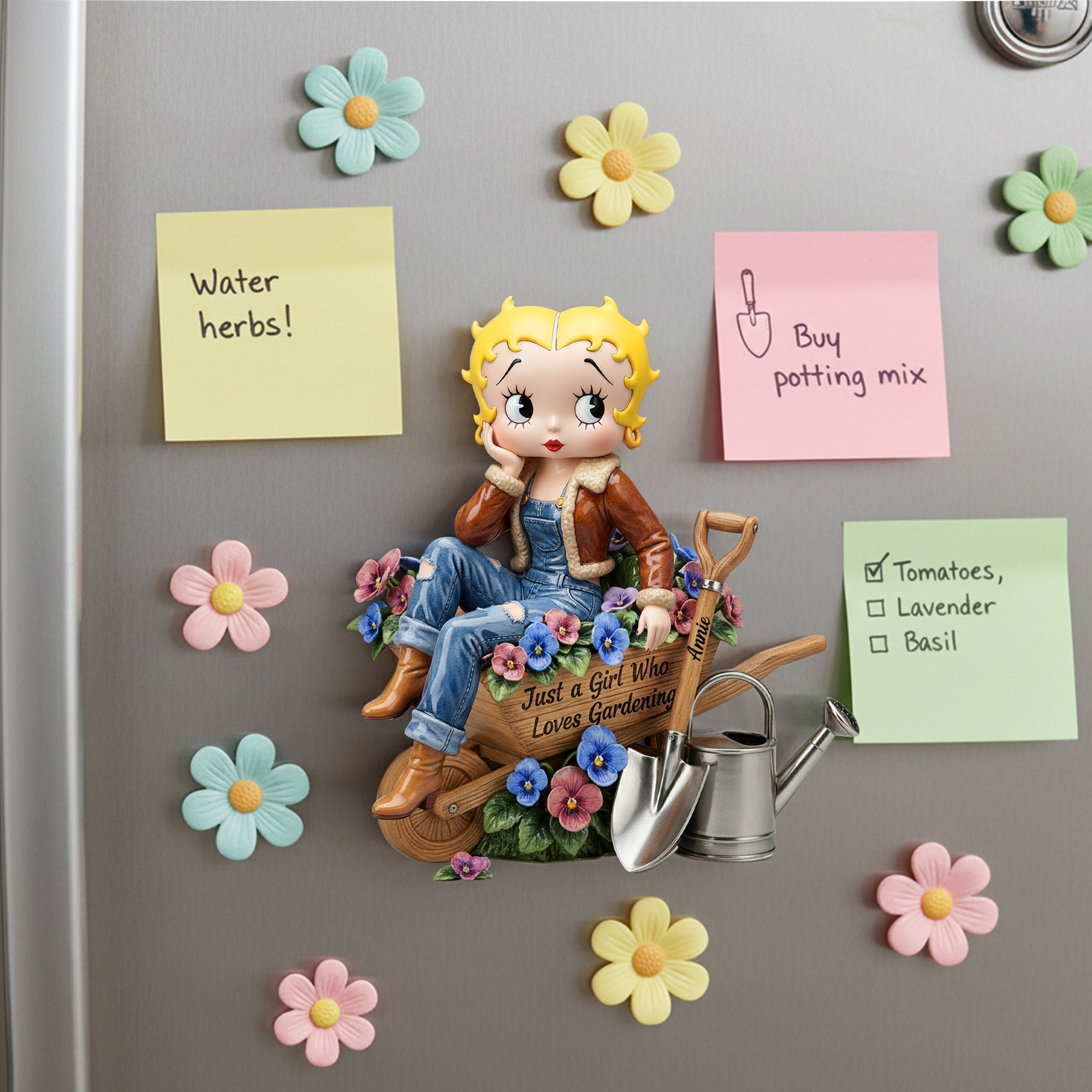 Just a Girl Who Loves Gardening Fridge Magnet - Personalized Gift for Gardeners Fridge Magnet PopCulturePrints