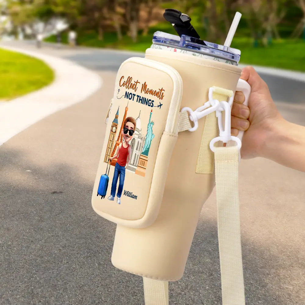 Travel Is My Therapy - Personalized Bottle Carrier Bag for Every Adventure Lover Bottle Carrier Bag PopCulturePrints