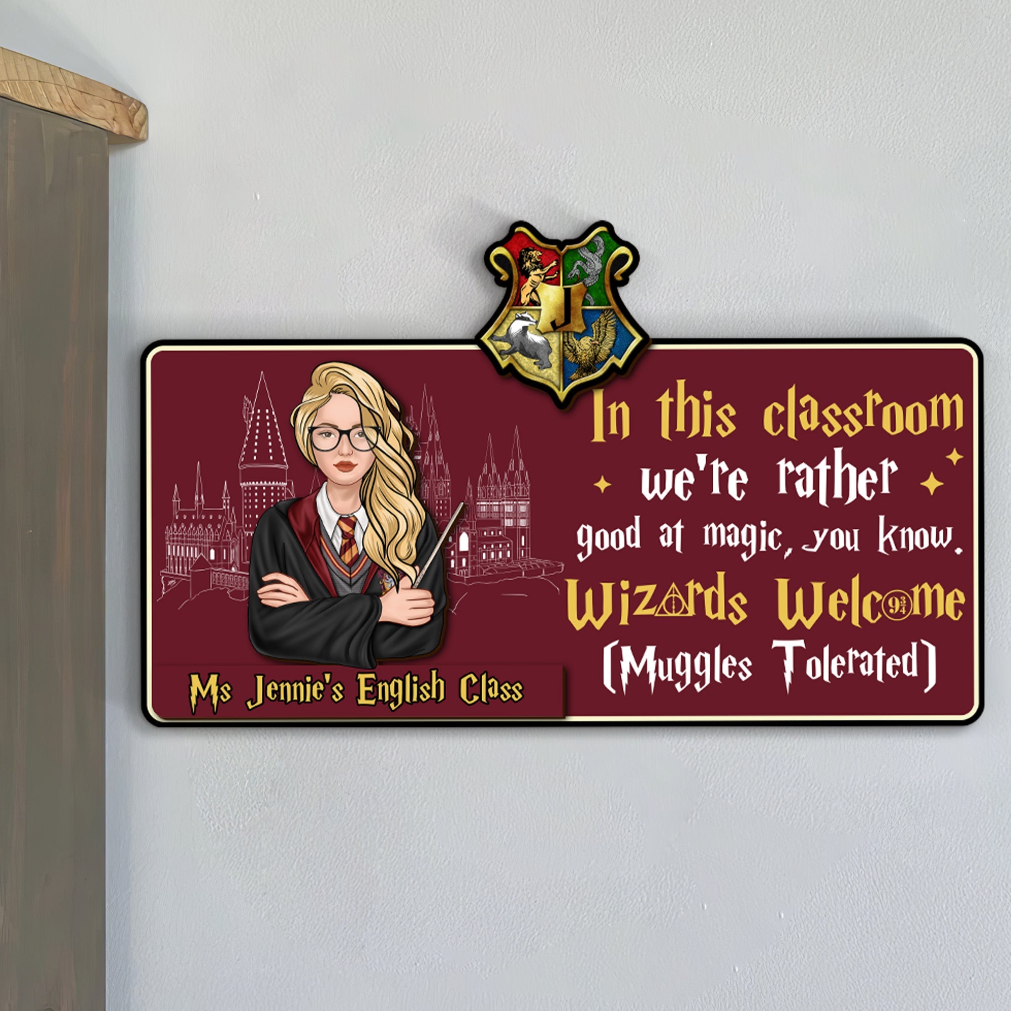 Personalized Wizard Classroom Sign - Magical Welcome for Muggles and Wizards