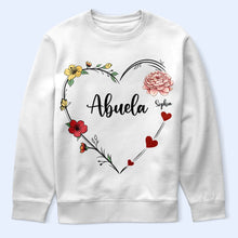 Load image into Gallery viewer, “A Grandma&#39;s Love Blooms Forever” - Personalized Birth Flower T-Shirt - Gift for Grandma, Mom, and Loved Ones T-shirt PopCulturePrints
