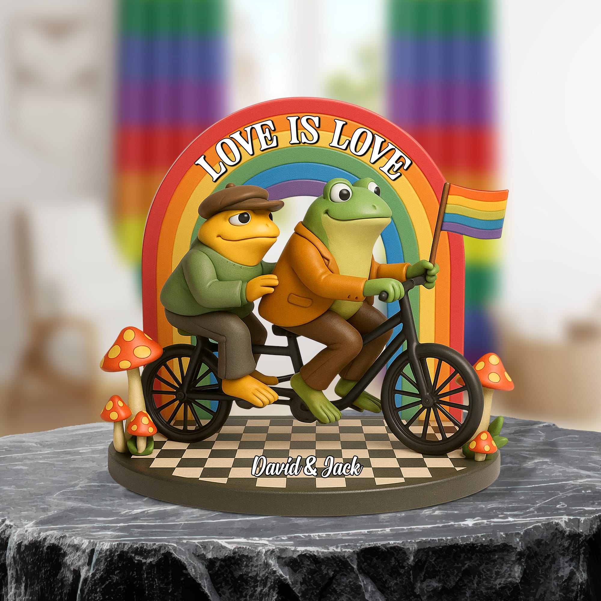Love is Love - Personalized LGBT Frog Couple Plaque for Special Moments Shaped Plaques PopCulturePrints