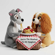 Load image into Gallery viewer, You're The Meatball To My Spaghetti - Cute Animated Dog Couple Shaped Pillow Pillow PopCulturePrints
