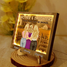 Load image into Gallery viewer, Mother &amp; Daughter: A Bond That Can&#39;t Be Broken - Personalized LED Light Wooden Plaque LED Light Wooden Plaque PopCulturePrints
