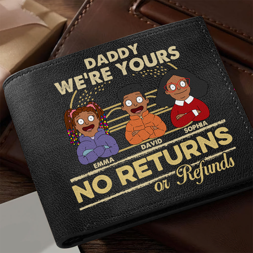 Daddy, We're Yours - Personalized Leather Wallet for Dad Leather Wallet PopCulturePrints