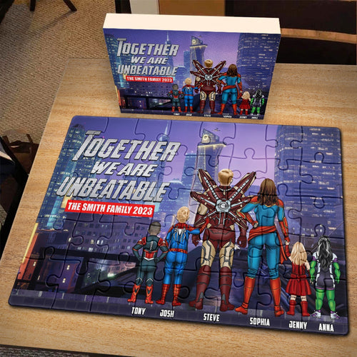 Unbeatable Family Personalized Jigsaw Puzzle - Unique Gift for Families Wood Sign PopCulturePrints