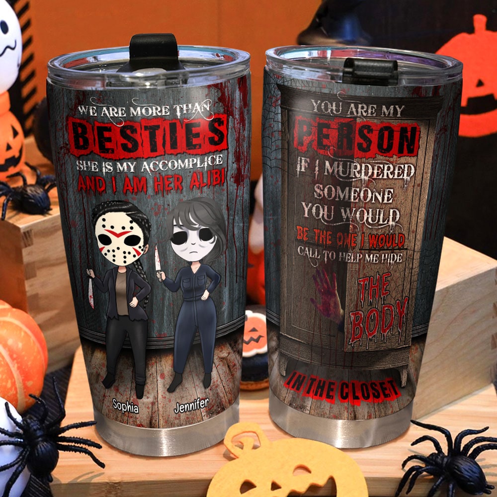 Personalized Besties Halloween Tumbler - Fun Gift for Best Friends