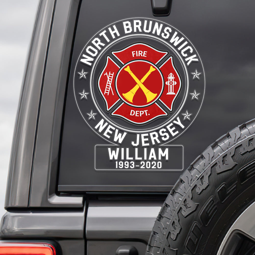 Personalized Firefighter Memorial Car Decal - North Brunswick, NJ