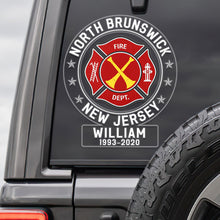 Load image into Gallery viewer, Personalized Firefighter Memorial Car Decal - North Brunswick, NJ
