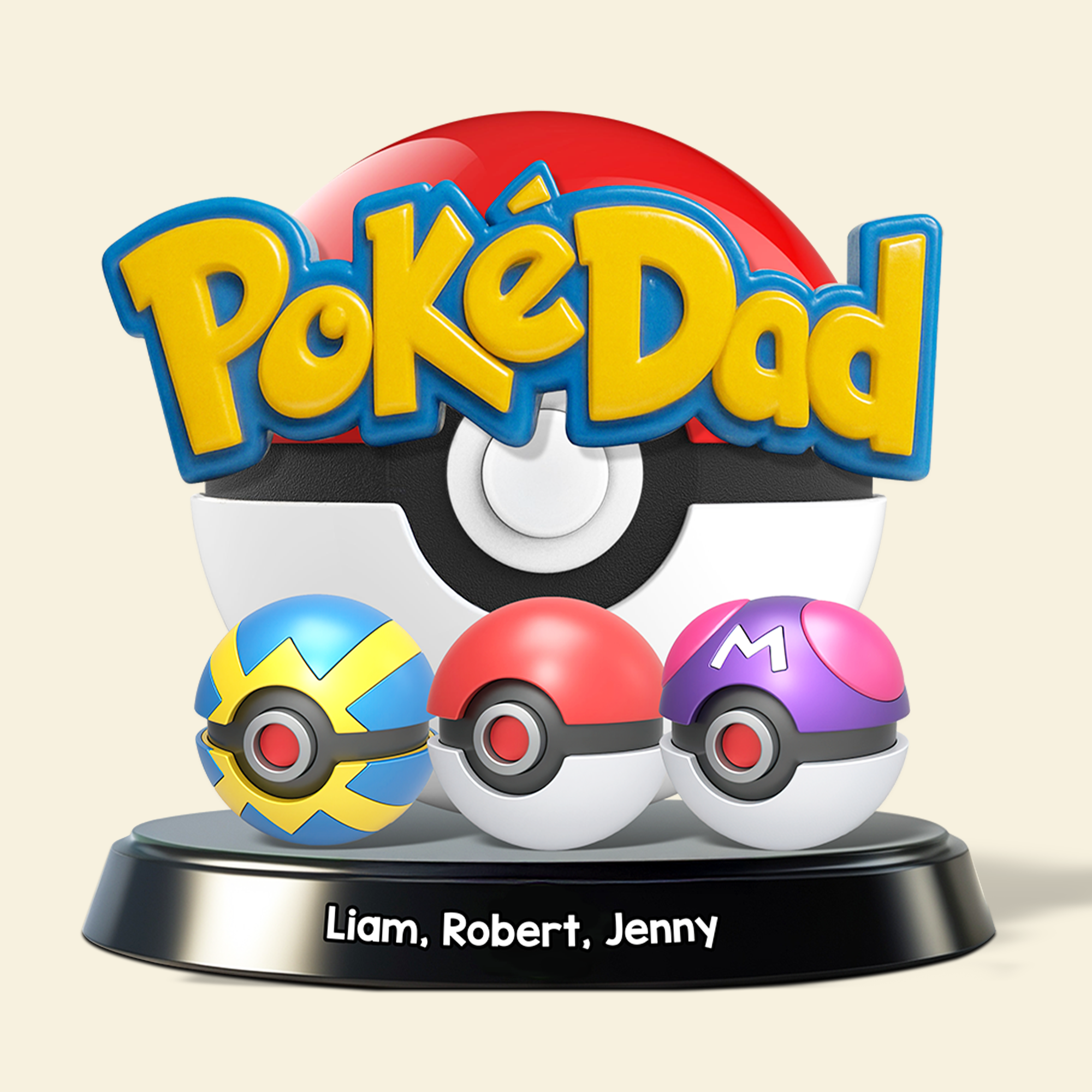 "PokéDad: Catch the Memories" - Personalized Acrylic Plaque - Gift for Dad, Grandpa, and More Shaped Plaques PopCulturePrints