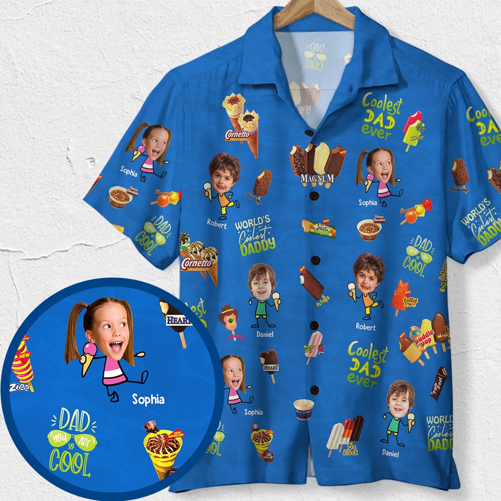 Personalized Hawaiian Shirt for Dad with Custom Photos Hawaiian Shirts PopCulturePrints