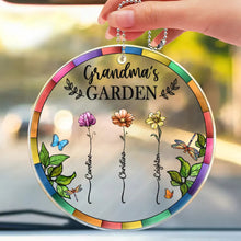 Load image into Gallery viewer, &quot;Grandma&#39;s Garden: A Blossoming Memory&quot; - Personalized Acrylic Car Hanger - Gift for Grandma, Mom &amp; Loved Ones Acrylic Car Hanger PopCulturePrints
