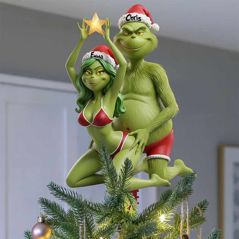 “Naughty & Nice” - Personalized Naughty Couple Acrylic Christmas Tree Topper - Perfect Gift for Couples Ornament PopCulturePrints
