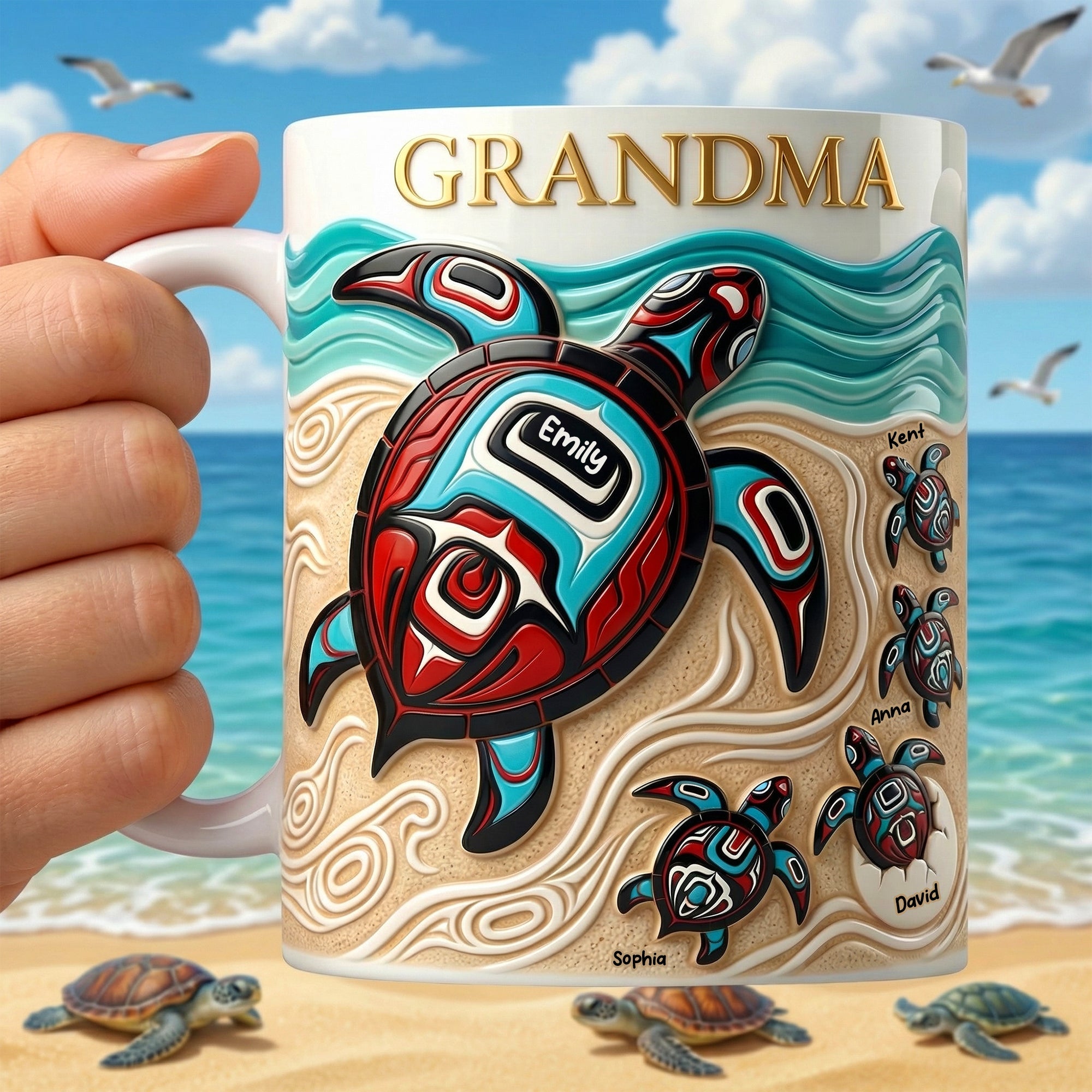 “Turtles Bring Love” - Personalized Turtle Grandma Coffee Mug - Unique Gift for Grandmas, Moms, and Loved Ones Coffee Mug PopCulturePrints