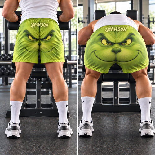 Unleash Your Inner Grinch - Personalized Men's Beach Shorts Beach Shorts PopCulturePrints