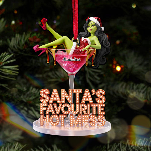 Santa's Favourite Hot Mess – Fun Christmas Cocktail Ornament Personalized for Her Ornament PopCulturePrints