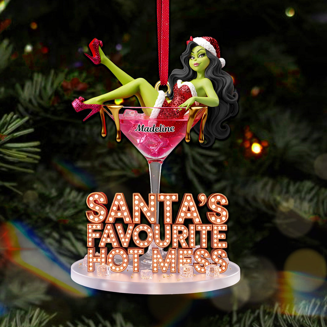 Santa's Favourite Hot Mess – Fun Christmas Cocktail Ornament Personalized for Her Ornament PopCulturePrints