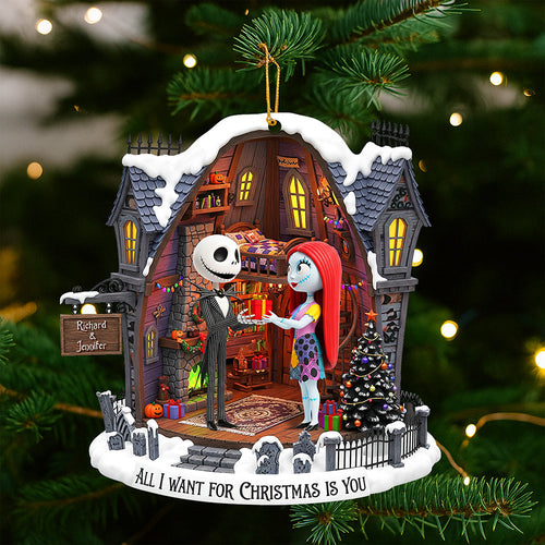 All I Want for Christmas is You - Spooky Couple Christmas Ornament - Personalized Gift for Couples Ornament PopCulturePrints