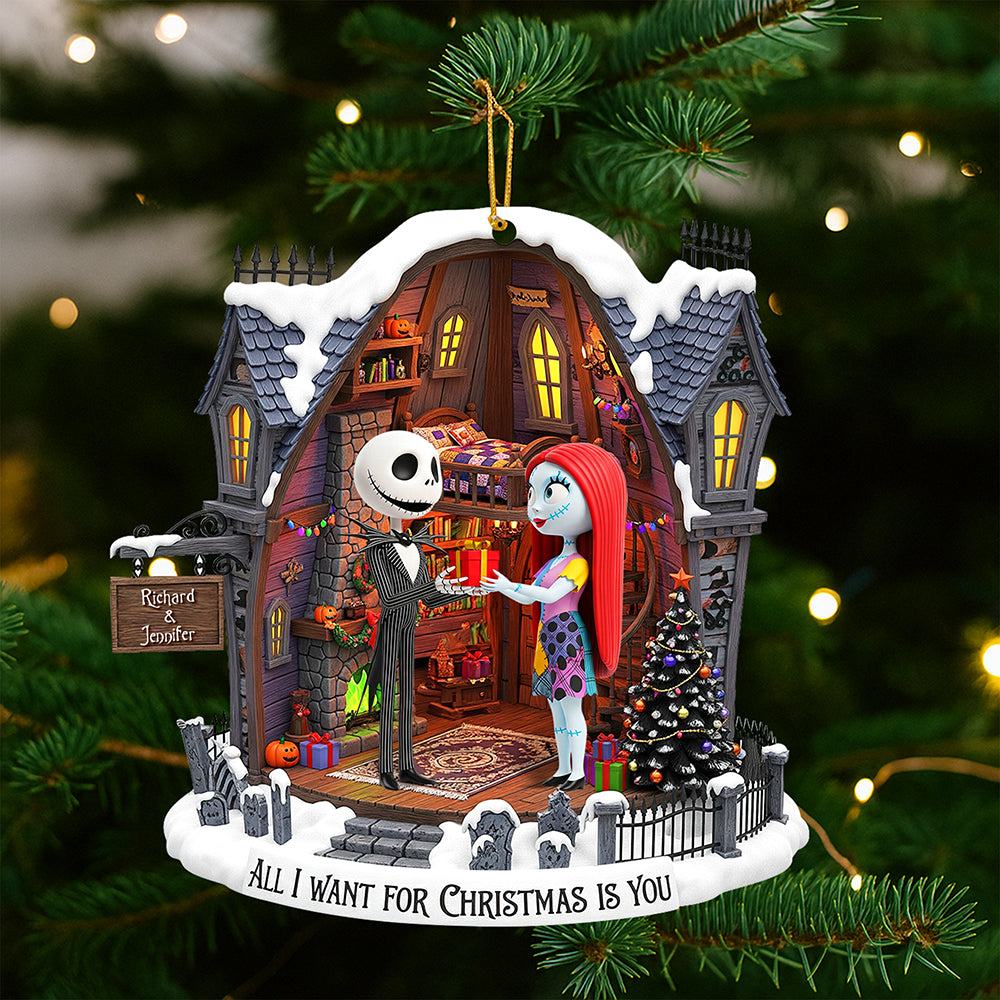 All I Want for Christmas is You - Spooky Couple Christmas Ornament - Personalized Gift for Couples Ornament PopCulturePrints