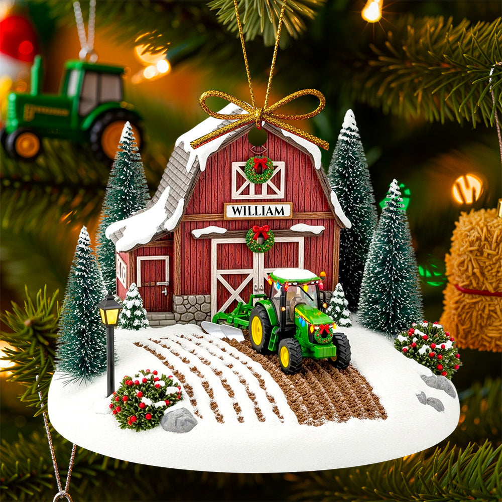 “For the Love of Tractors!” - Personalized Tractor House Ornament - Unique Gift for Tractor Enthusiasts Ornament PopCulturePrints